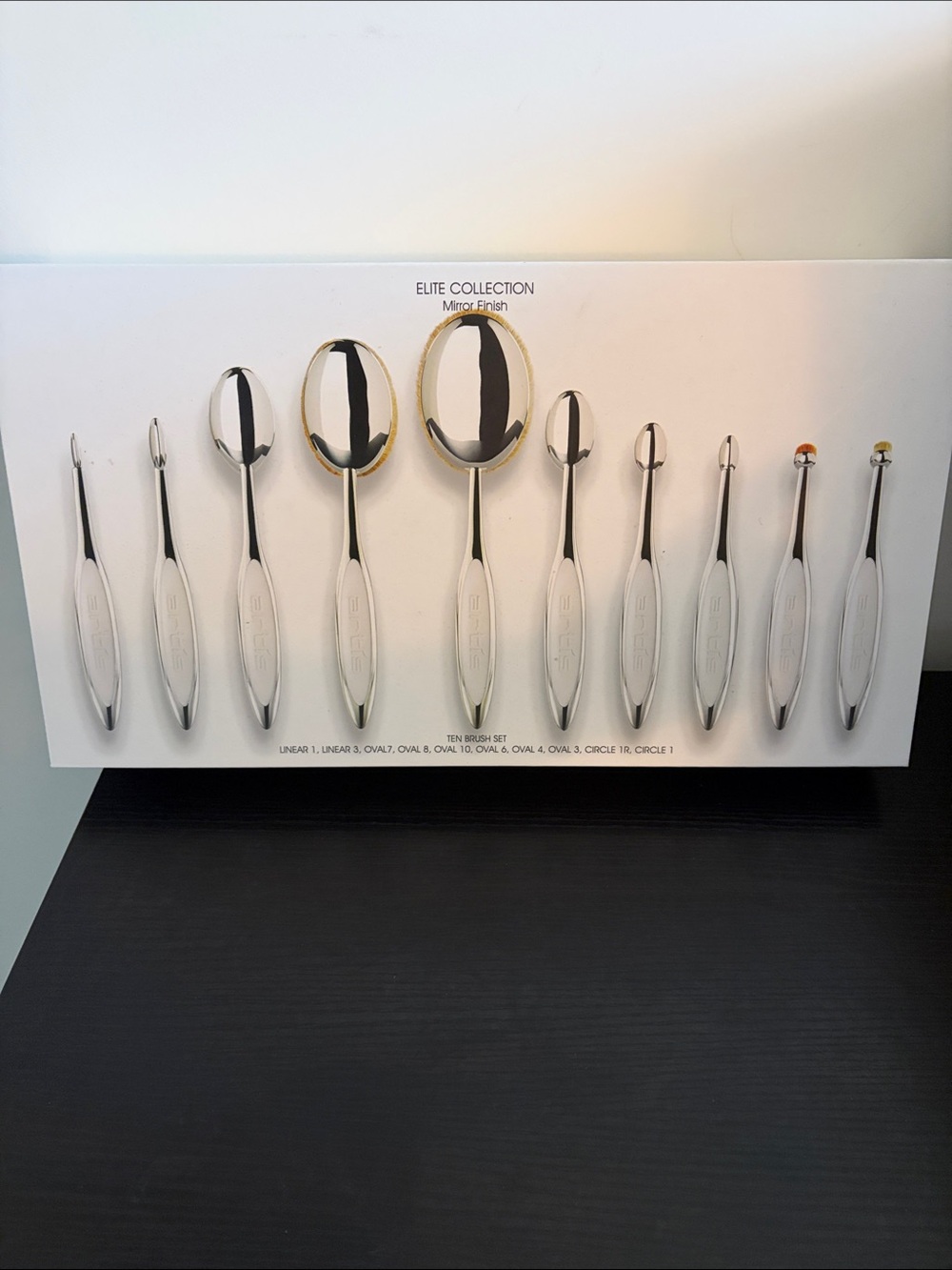 artis Elite Collection Mirror Finish White and Gold Oval Makeup Brush Set